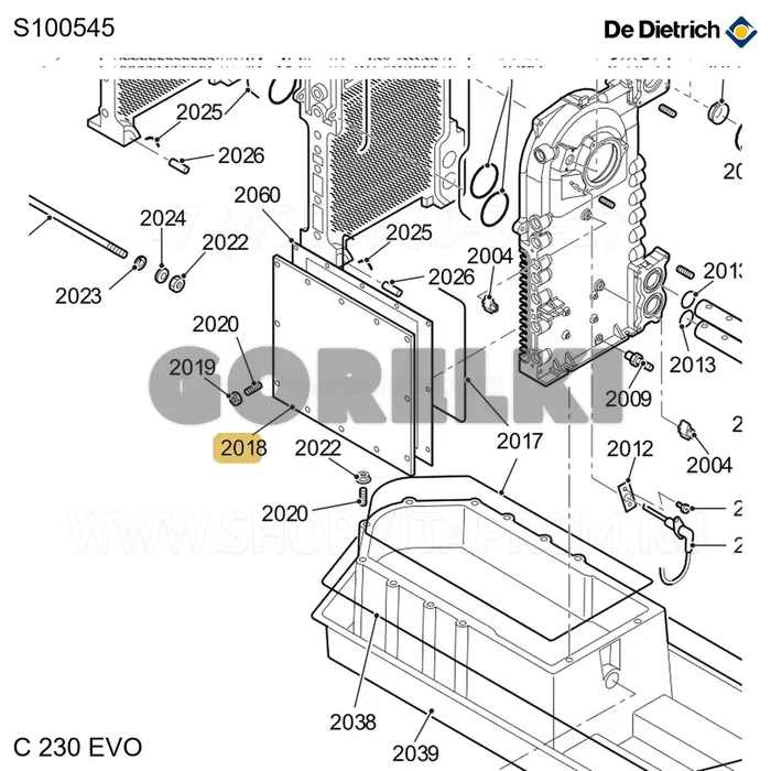 Люк смотровой 3 эл De Dietrich S100545 для газового котла