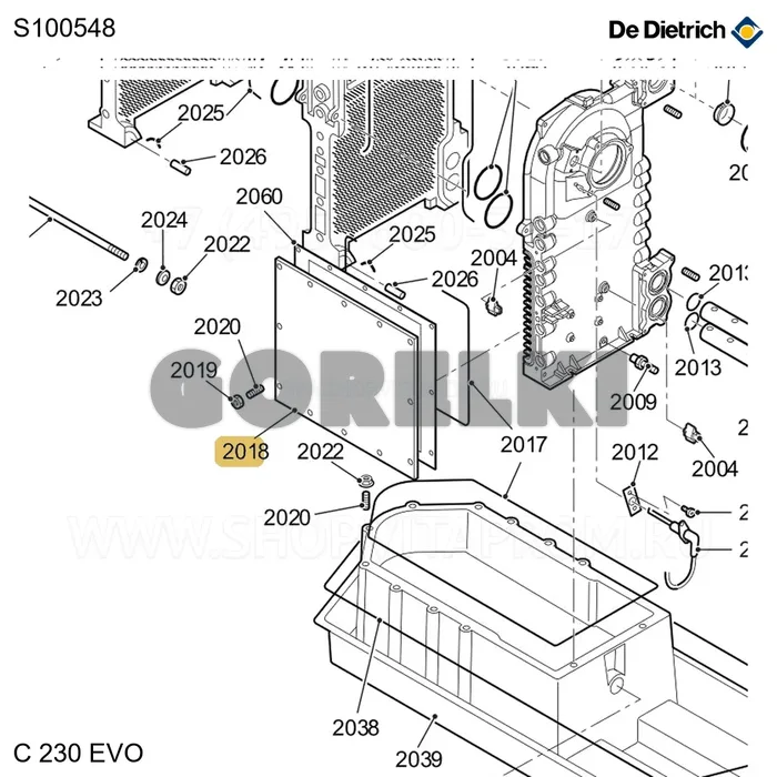 Люк смотровой 6 эл De Dietrich S100548 для газового котла