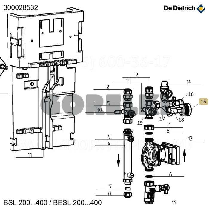 Манометр 0-6bar d.50mm De Dietrich 300028532 для газового котла