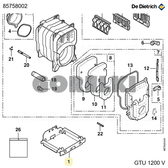 Основание 5el. gt125/gt1205v De Dietrich 85758002 для газового котла