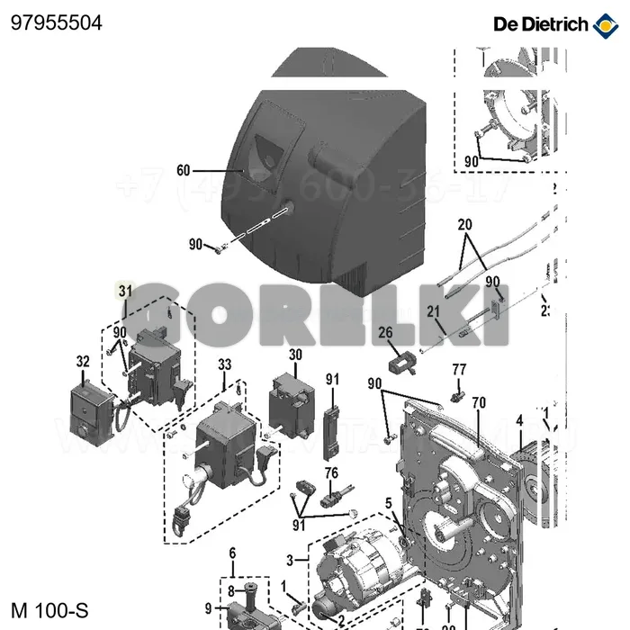 Основание кабеля горелки с подогревом De Dietrich 97955504 для газового котла