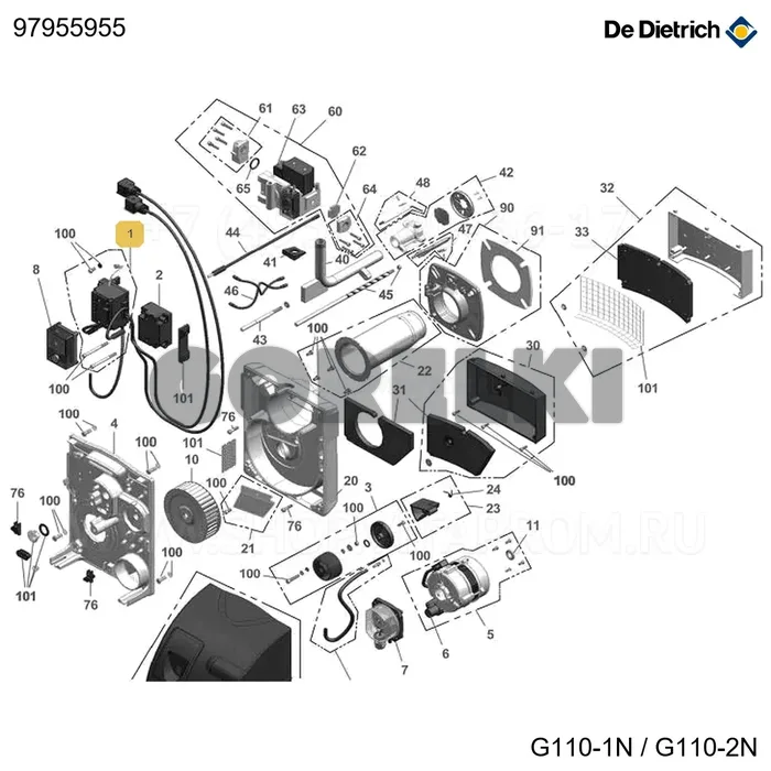Основание реле газового De Dietrich 97955955 для газового котла