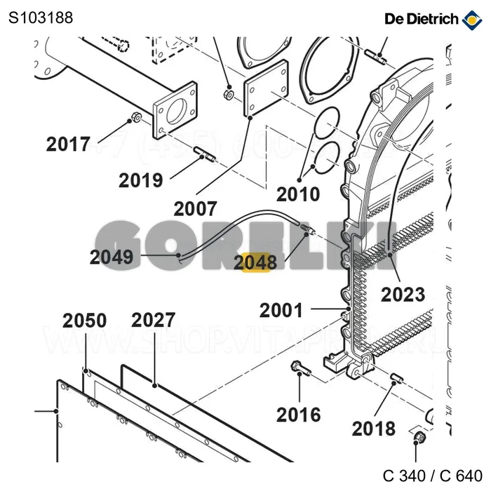 Отбор давления + шланг силиконовый 8x2 De Dietrich S103188 для газового котла