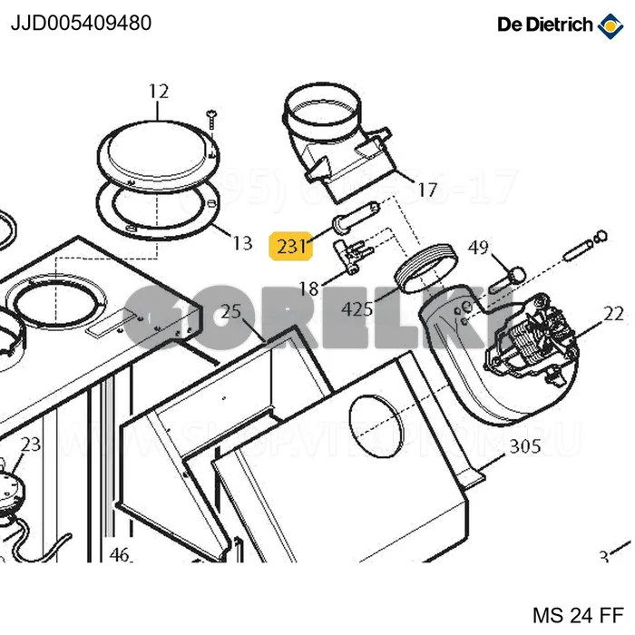 Отбор дымовых газов De Dietrich JJJ005409480 для газового котла