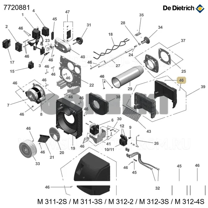 Пакет крепежа для жидкотопливных горелок De Dietrich 7720881 для газового котла