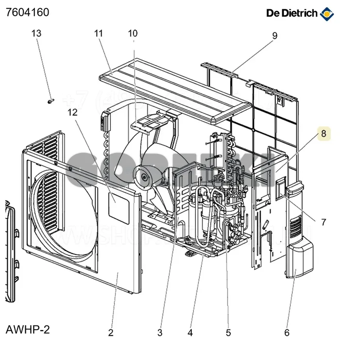 Панель боковая правая De Dietrich 7604160 для газового котла