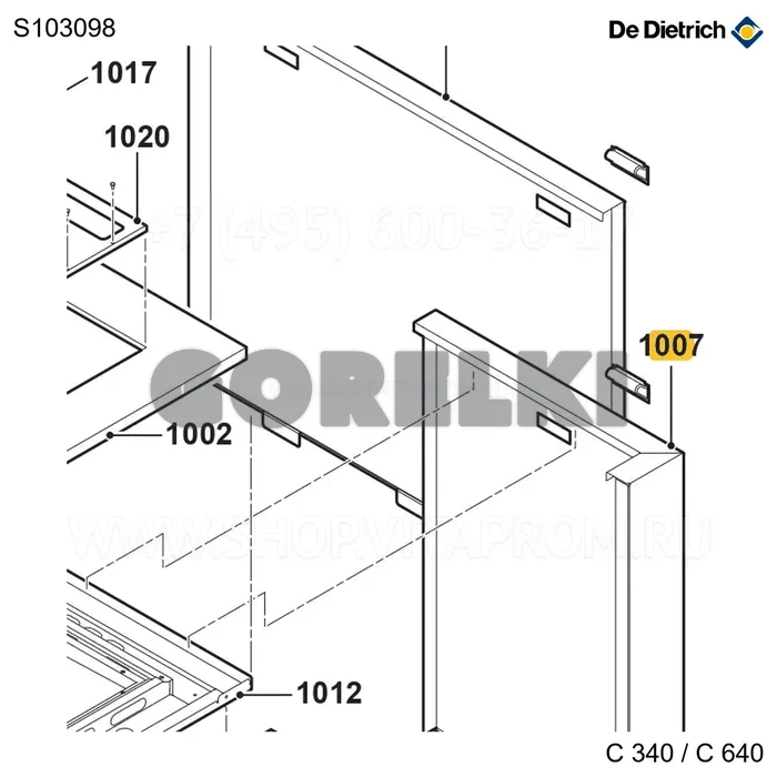 Панель боковая правая De Dietrich S103098 для газового котла