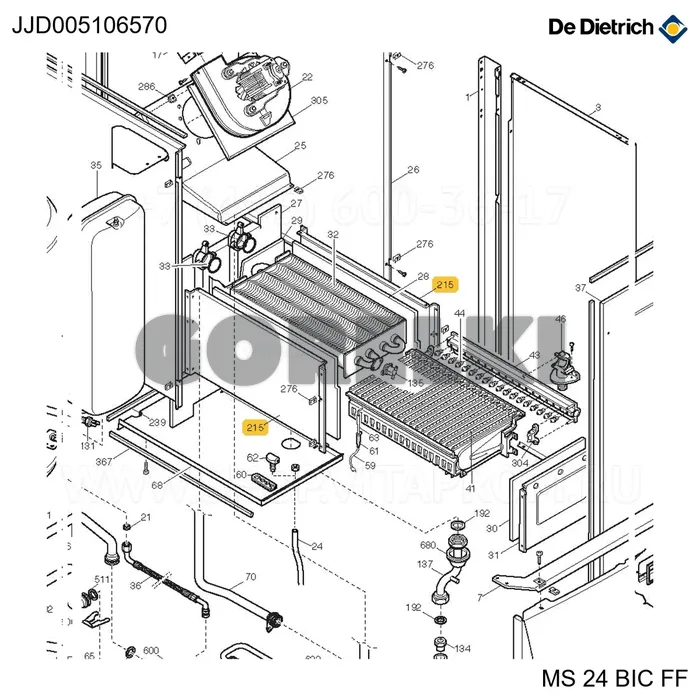 Панель боковая топки De Dietrich JJD005106570 для газового котла