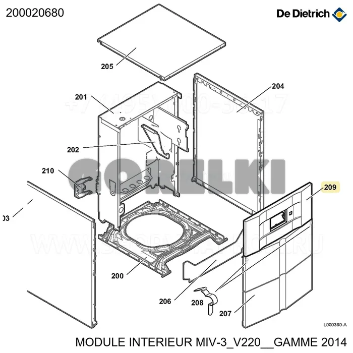 Панель eco + логотип dd De Dietrich 200020680 для газового котла