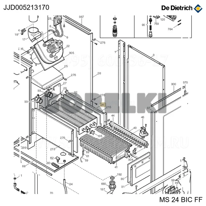 Панель изоляционная боковая De Dietrich JJJ005213170 для газового котла