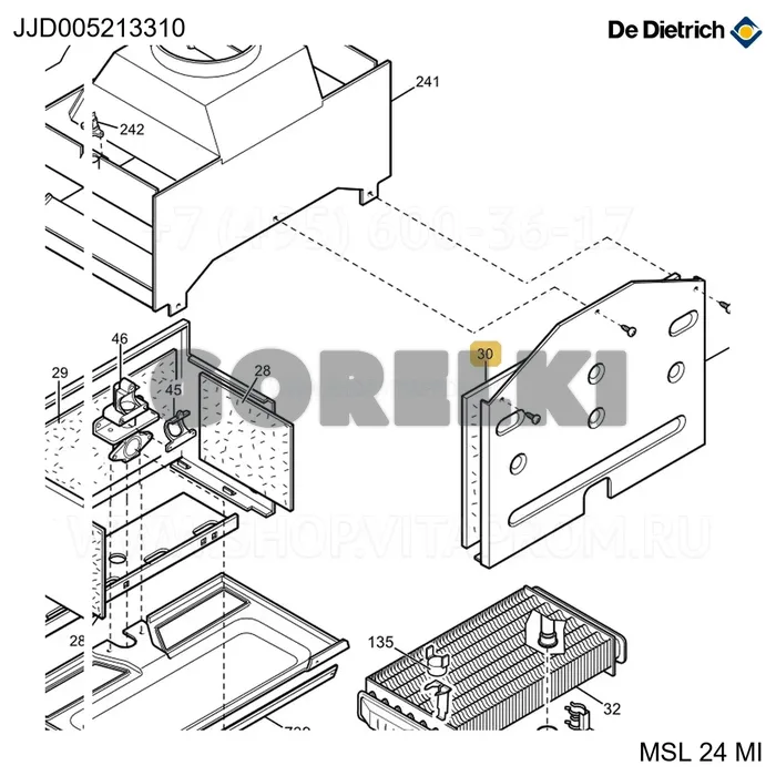 Панель изоляционная передняя De Dietrich JJJ005213310 для газового котла