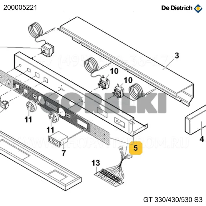 Панель лицевая s3 + облицовка De Dietrich 200005221 для газового котла