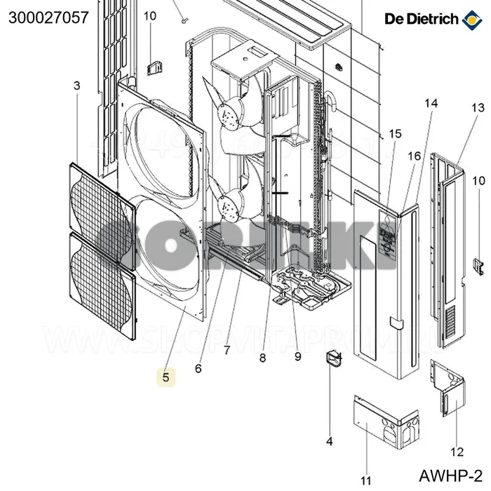 Панель передняя AWHP 22-27 TR De Dietrich 300027057 для газового котла