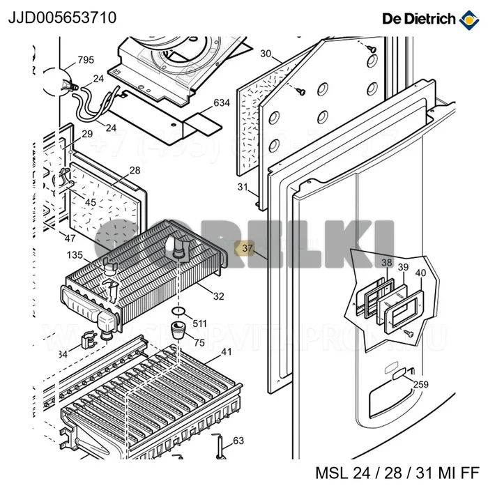 Панель передняя C.S. в сборе De Dietrich JJJ005653710 для газового котла