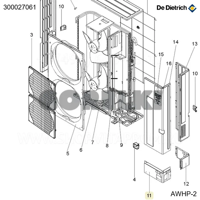 Панель передняя нижняя AWHP 27 TR De Dietrich 300027061 для газового котла
