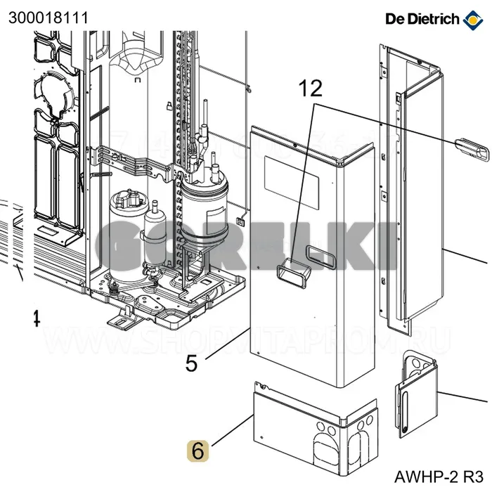 Панель передняя нижняя awhp11-14-16mr-tr De Dietrich 300018111 для газового котла