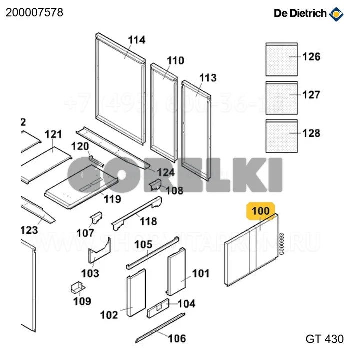 Панель передняя верхняя в сборе GT 430 De Dietrich 200007578 для газового котла