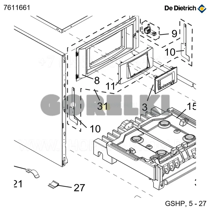 Панель управления ADV полная De Dietrich 7611661 для газового котла
