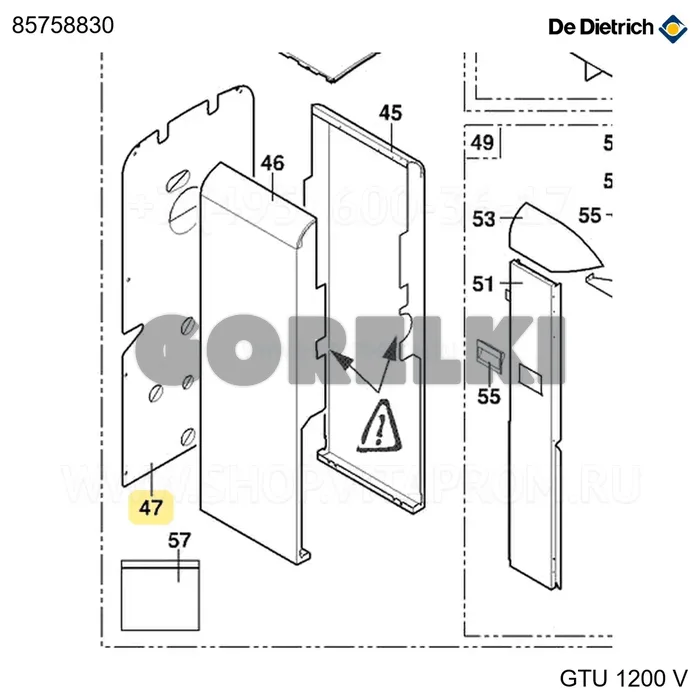 Панель задняя gtu1200v De Dietrich 85758830 для газового котла
