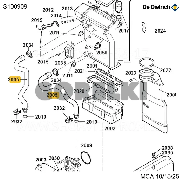Патрубки подачи и обратки De Dietrich S100909 для газового котла