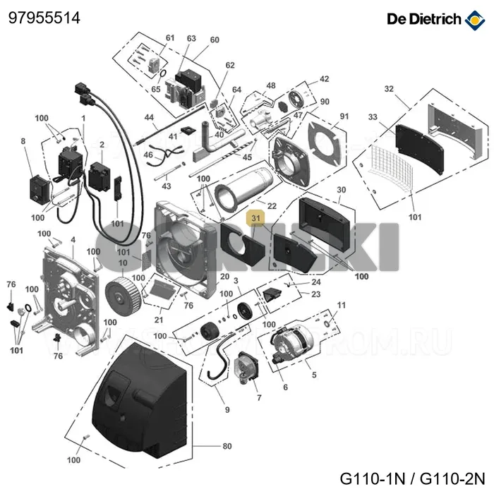 Пена корпуса и кожуха De Dietrich 97955514 для газового котла