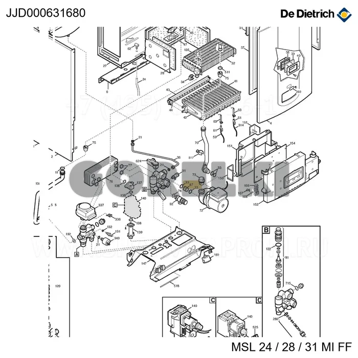 Переходник насоса De Dietrich JJJ000631680 для газового котла