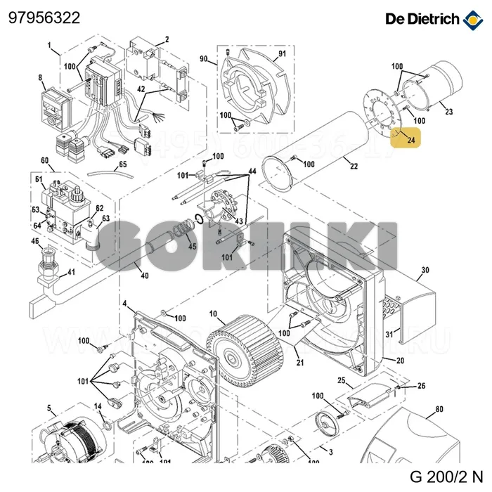 Пластина рассекателя воздуха De Dietrich 97956322 для газового котла