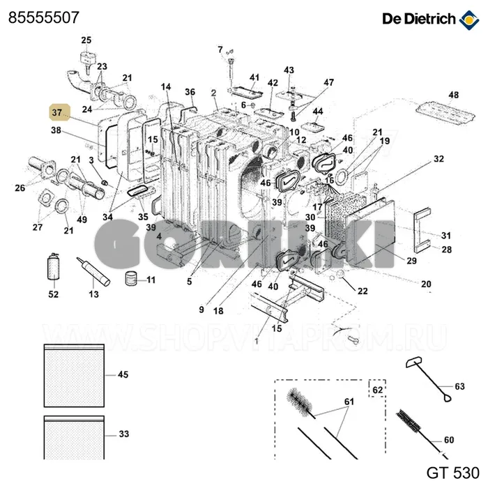 Пластина соединения d.350 + прокладка De Dietrich 85555507 для газового котла