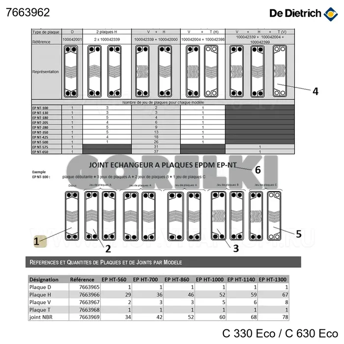 Пластина теплообменника EP-NT De Dietrich 7663962 для газового котла