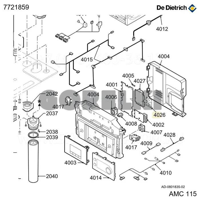 Плата gtw-25 De Dietrich 7721859 для газового котла