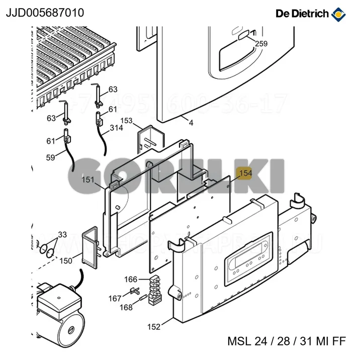 Плата печатная BETP серии 3 De Dietrich JJJ005687010 для газового котла
