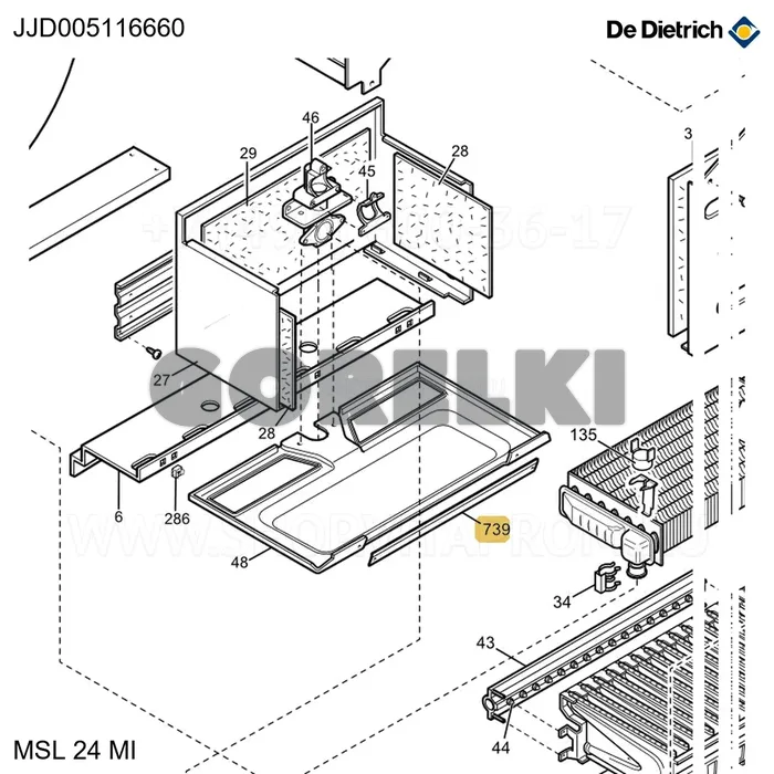 Профиль экрана горелок De Dietrich JJJ005116660 для газового котла