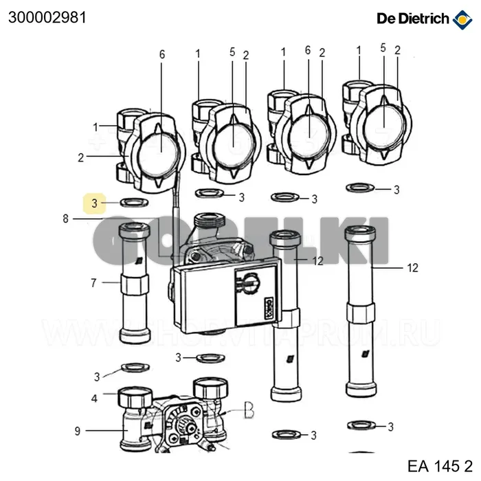 Прокладка EPDM 1/2" 30 x 21 x 2 De Dietrich 300002981 для газового котла