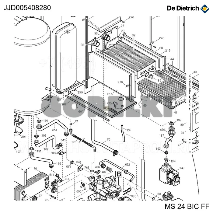 Прокладка кабеля электрода De Dietrich JJJ005408280 для газового котла