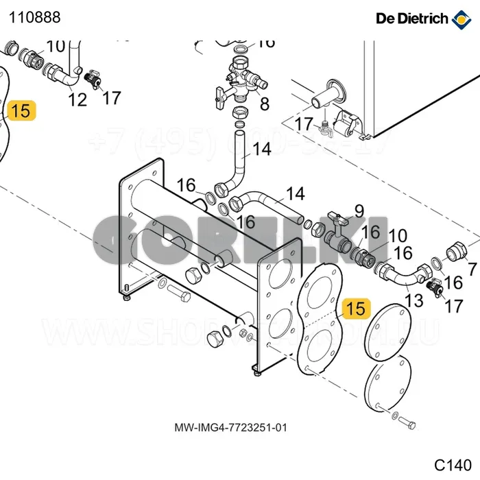 Прокладка коллектора DN65 De Dietrich 110888 для газового котла