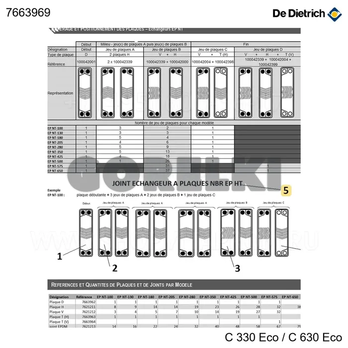 Прокладка пластинчатого теплообменника NBR EP HT De Dietrich 7663969 для газового котла