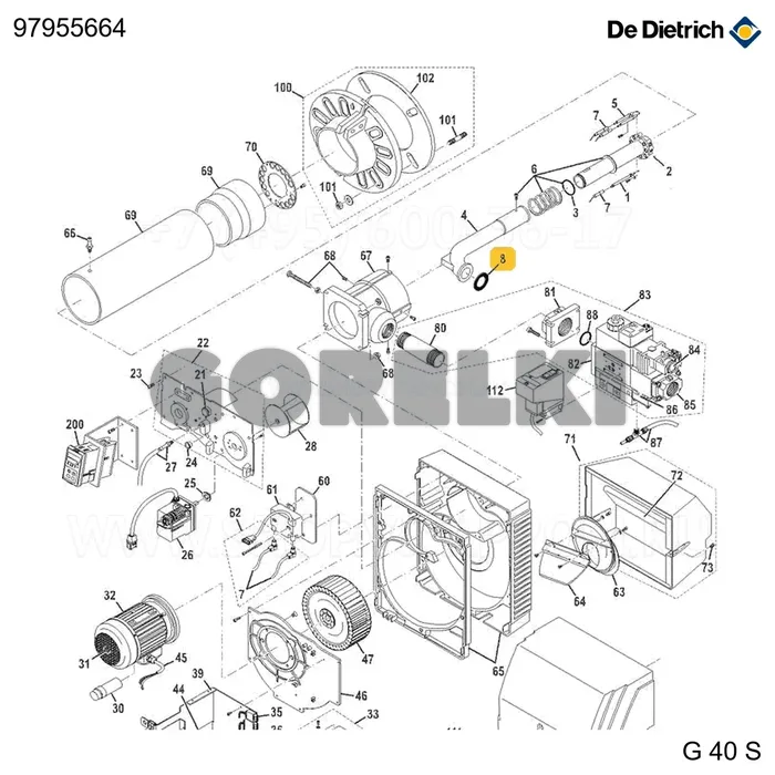 Прокладка плоская d86x52 толщ.5мм De Dietrich 97955664 для газового котла