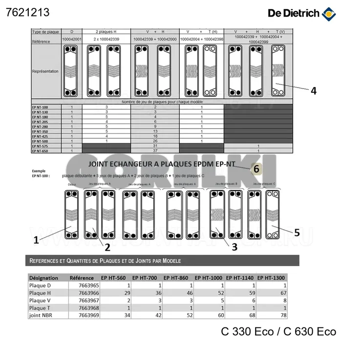 Прокладка теплообменника пластинчатого epdm ep-nt De Dietrich 7621213 для газового котла