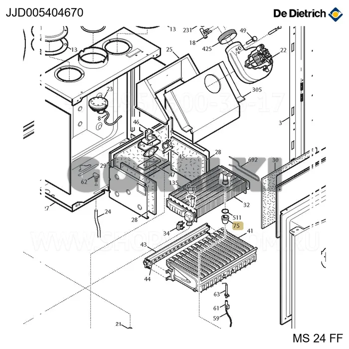 Прокладка труб водяных cs De Dietrich JJJ005404670 для газового котла