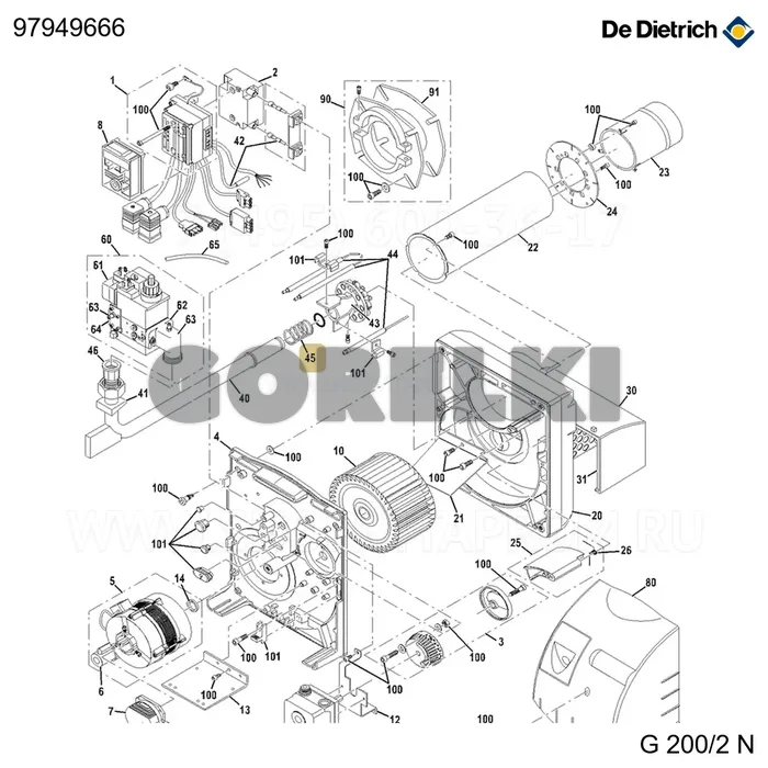 Пружина нажимная De Dietrich 97949666 для газового котла