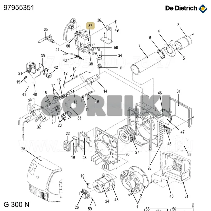 Рампа газовая MB-VEF 412 B01 S30 De Dietrich 97955351 для газового котла