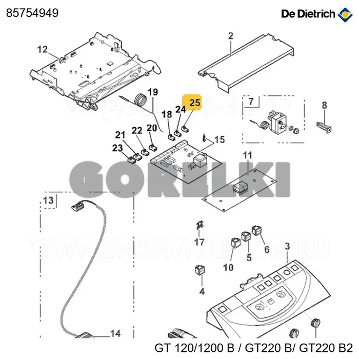 Разъем 2-контактный в сборе TAM B De Dietrich 85754949 для газового котла