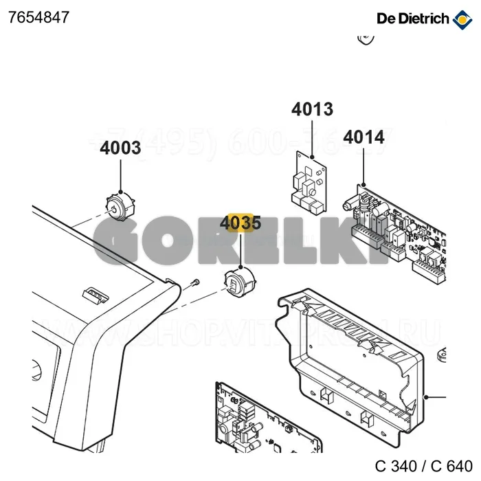 Разъем rj-11 серый De Dietrich 7654847 для газового котла