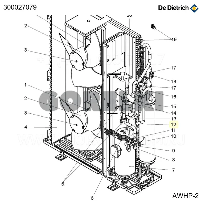 Реле давления h.p. awhp 22-27 tr De Dietrich 300027079 для газового котла