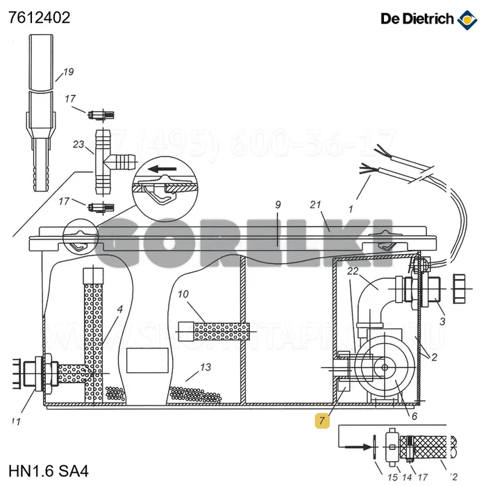 Реле давления воды De Dietrich 7612402 для газового котла
