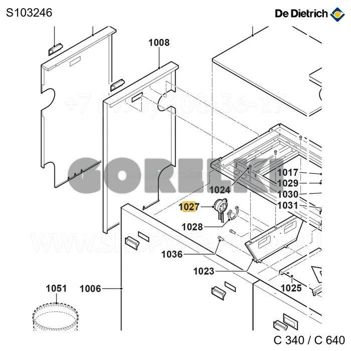 Реле давления воздуха + кабель De Dietrich S103246 для газового котла