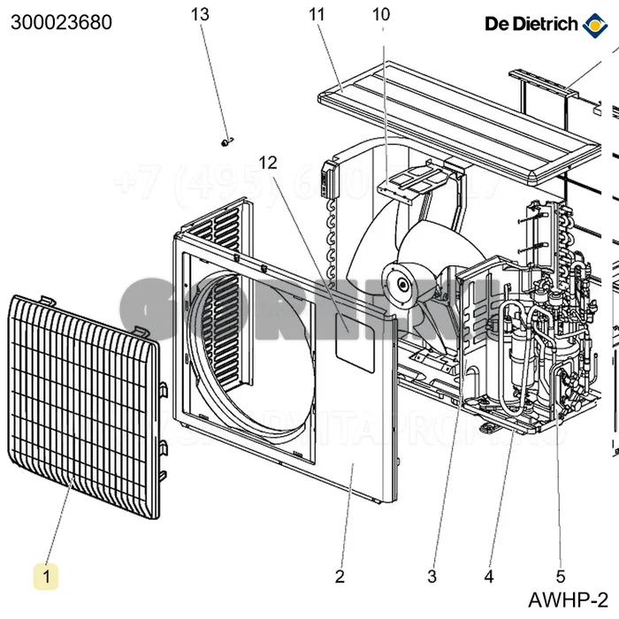 Решетка вентилятора AWHP 6 MR De Dietrich 300023680 для газового котла