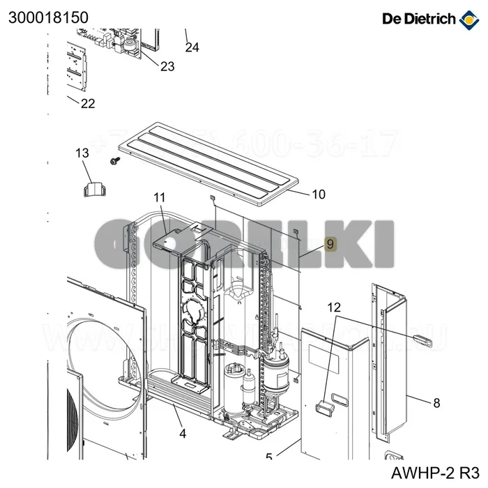 Решетка защиты задняя awhp8mr De Dietrich 300018150 для газового котла
