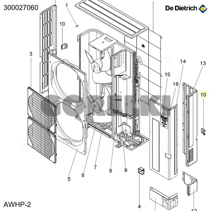Ручка правая AWHP 22-27 TR De Dietrich 300027060 для газового котла