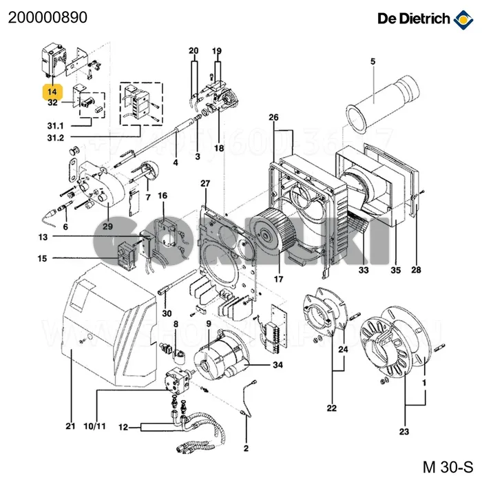 Серводвигатель STA3 B1 37/6 2N 13L De Dietrich 200000890 для газового котла